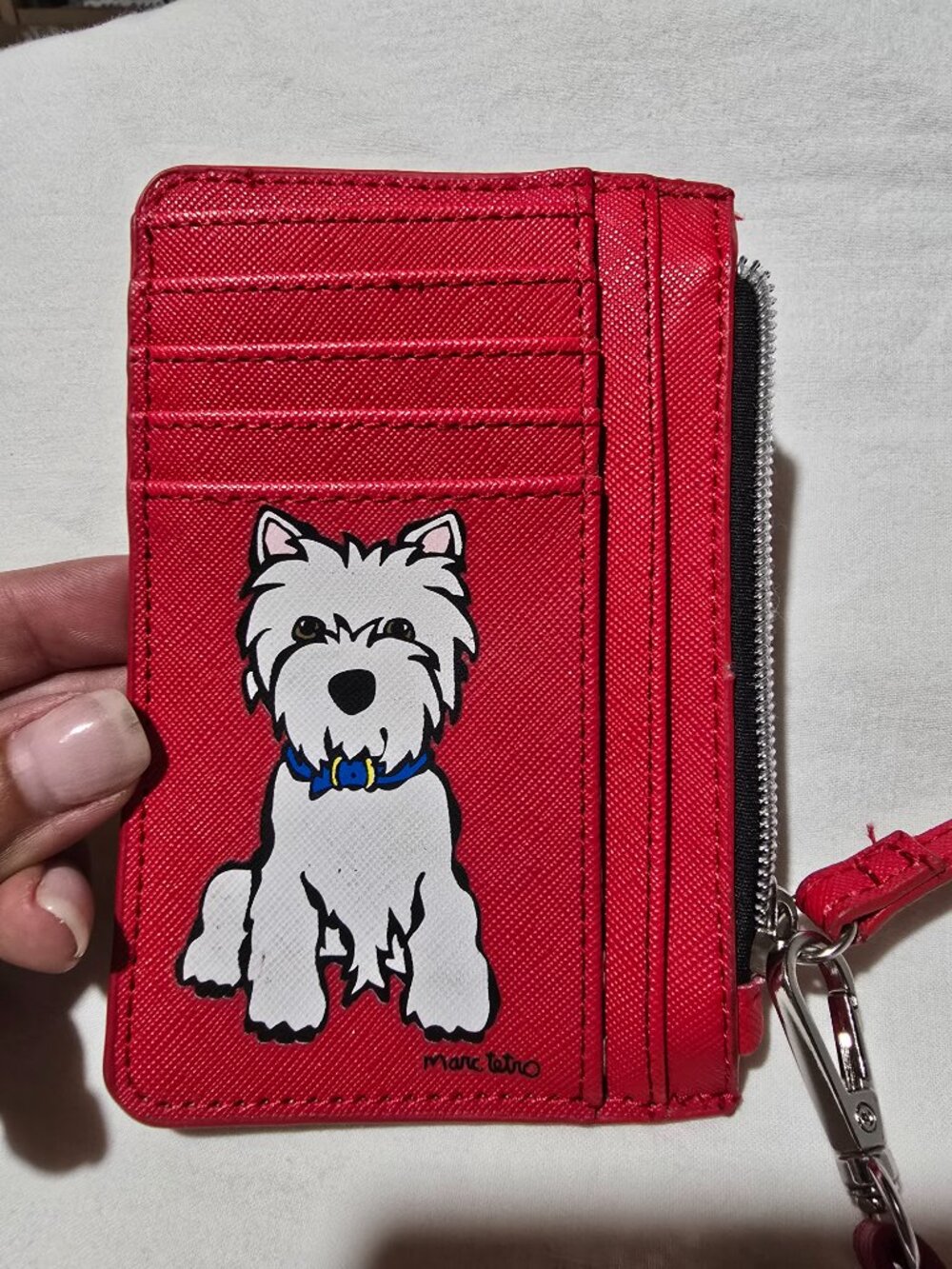 Marc Tetro Red Westie Terrier Card Holder Zipper Wallet Coin Purse Wristlet
